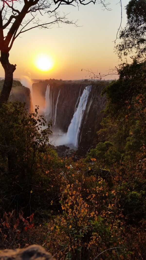 Victoria falls sunset vertical dark